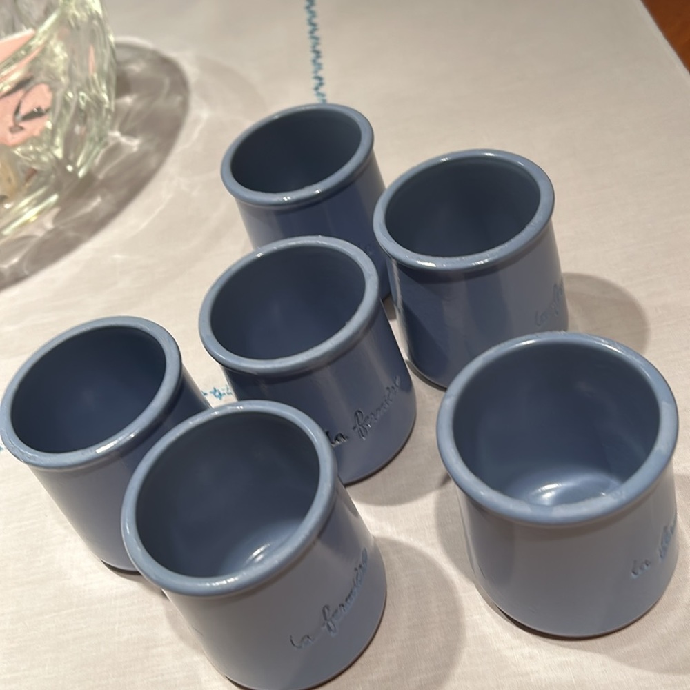 6 empty clay la fermiere yogurt pots. Blue Desired by crafters and bakers - Picture 2 of 6